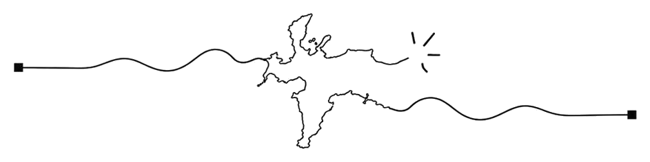 Câble électrique dessinant le contour de la presqu'île de Crozon